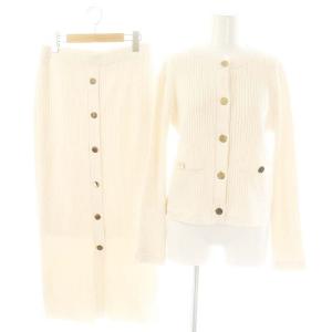 24AW セットアップ リブニットタイトニット カーディガン タイトスカート 38 アイボリー /DO