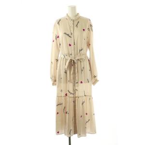 23SS レタード&ハートワンピース 38 ベージュ ブラック パープル /DO OS