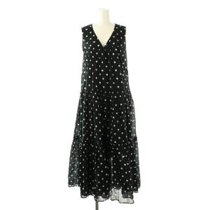 Spick&Span別注 ドットマキシワンピース ロング ノースリーブ 黒 ブラック /AT OS