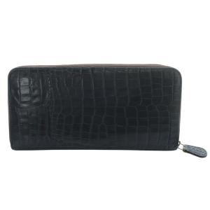 J&M DAVIDSON クロコ型押し ラウンドファスナー 長財布 ロゴ 黒 ブラック /SR55