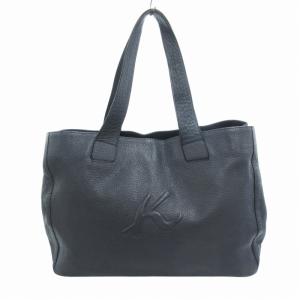 トートバッグ シボレザー エンボスロゴ 紺 ダークネイビー /HO