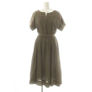 ショートスリーブ スキッパーワンピース ロング 半袖 36 ダークブラウン /ES OS