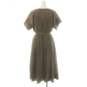 ANAYI ショートスリーブ スキッパーワンピース ロング 半袖 36 ダークブラウン /ES OS