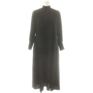 メリノウールパフスリーブ ワンピース ニット ロング 長袖 36 ブラック /ES OS