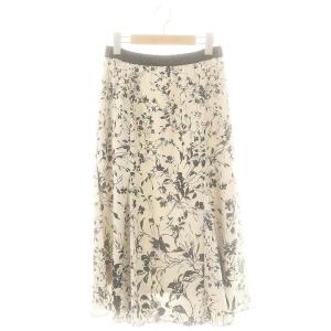 23SS グラデーションフラワープリントマーメイドライン スカート ロング 38 ベージュ ブラック /DF