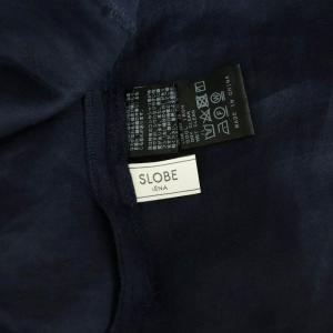 SLOBE IENA ボリュームスリーブリネンワンピース ロング 長袖 ネイビー /MY OS