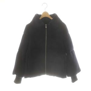23AW アルパカシャギーダウンコート 38 ネイビー