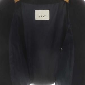 ANAYI 23AW アルパカシャギーダウンコート 38 ネイビー