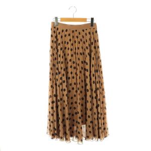24AW ボルカドットプリーツ スカート ロング 36 キャメル ブラック /DF OS SH