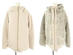 リバーシブル ボア ジャケット フード S ピンク グレー /AT OS