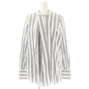 ランダムストライプ タックブラウス シャツ 長袖 38 ネイビー ホワイト /ES OS