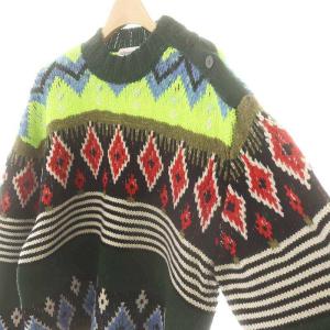 nagonstans Nordic×ボーダー ニットハイネックプルオーバー M マルチカラー