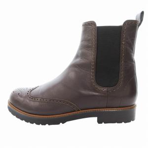 MARGARET HOWELL サイドゴアブーツ ショート ウイングチップ メダリオン レザー 24.5cm 茶 ブラウン /HO