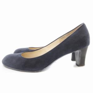 MARGARET HOWELL パンプス ラウンドトゥ ハイヒール スエード 24.5cm 紺 ネイビー /UD