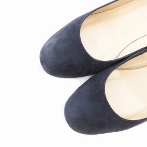 MARGARET HOWELL パンプス ラウンドトゥ ハイヒール スエード 24.5cm 紺 ネイビー /UD