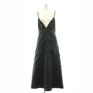 25SS エンボスキャミワンピース 深Vネック 36 黒 ブラック /CX OS