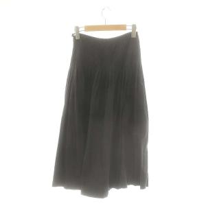 MARGARET HOWELL コットン シルク ロングスカート フレア 1 ブラック /HK OS