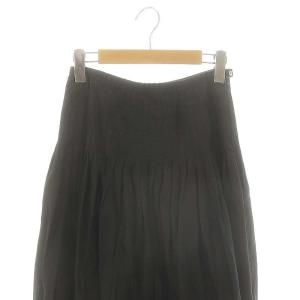 MARGARET HOWELL コットン シルク ロングスカート フレア 1 ブラック /HK OS