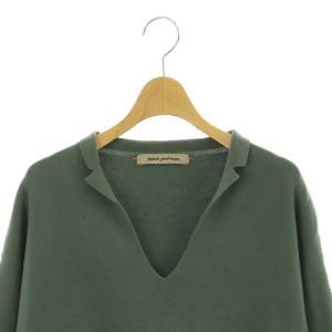 mina perhonen glat コットンニット 7分袖 スキッパーワンピース ロング 38 緑 グリーン /SS OS