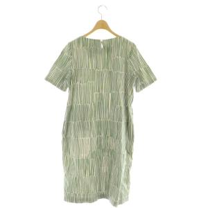 mina perhonen ランドリー ハロー laundry hello コットンワンピース ロング 38 グリーン ホワイト /SS