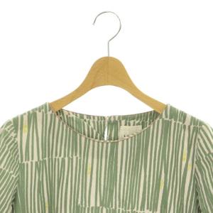 mina perhonen ランドリー ハロー laundry hello コットンワンピース ロング 38 グリーン ホワイト /SS