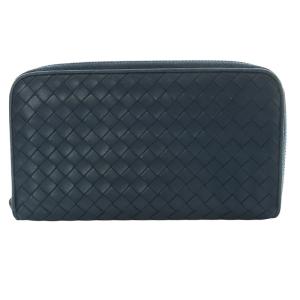 BOTTEGA VENETA ラウンドファスナー 長財布 レザー 青 ブルー /SR44 OH