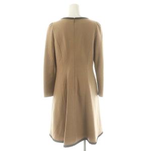 M'S GRACY リボン ウール ワンピース 膝丈 長袖 36 ベージュ /HK OS
