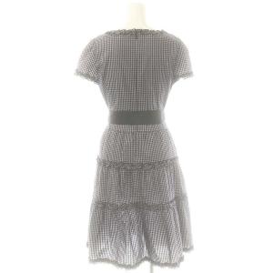 M'S GRACY ギンガムチェック ティアード ワンピース 半袖 38 グレー ブラック /ES OS