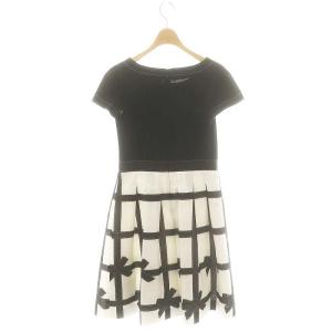 M'S GRACY リボンチェック ワンピース 36 黒 白 /MI OS