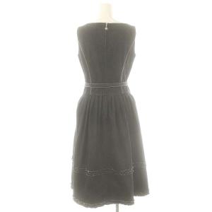 M'S GRACY 23SS デニム素材タックワンピース ウエストリボン付き 38 黒 /MI OS