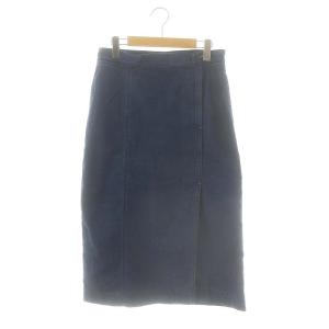 麦サテンのワーク スカート ロング ブルー /HK OS