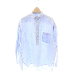 プルオーバーシャツ シャンブレーシャツ 長袖 リネン混 F ライトブルー /ES OS