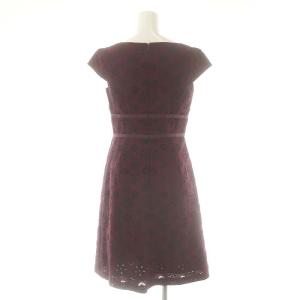 TOCCA フラワー刺繍 ワンピース ひざ丈 0 ボルドー /DF OS