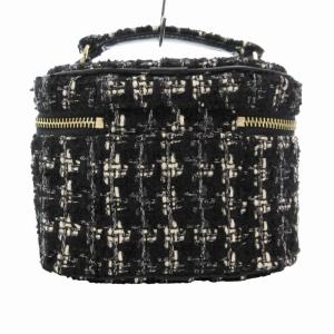 TOCCA 美品 ヴァニティ 2way ハンドバッグ ショルダー ツイード 黒 白 ブラック ホワイト /HO