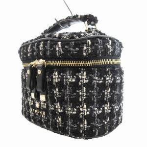 TOCCA 美品 ヴァニティ 2way ハンドバッグ ショルダー ツイード 黒 白 ブラック ホワイト /HO