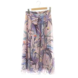 24SS リゾートリーフプリントスカート フレアスカート 36 ラベンダー マルチカラー /ES OS