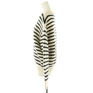 IENA sese produite par ボーダークルーネック ニット セーター 白 ホワイト 紺 ネイビー