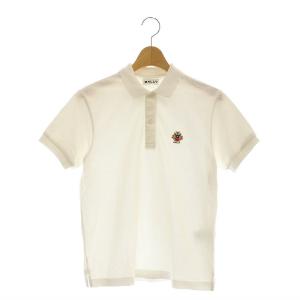 ロゴ刺繍鹿の子ポロシャツ 半袖 S ホワイト /ES OS SH