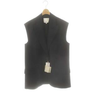 24SS ベスト ロング ウール混 XS ネイビー