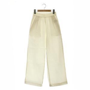 24SS stretch twill タックパンツ ストレート リネン 34 オフホワイト /NR OS