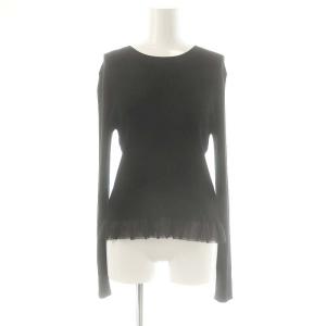 24SS 裾フリル プルオーバー リブニット カットソー F 黒 ブラック /AT OS