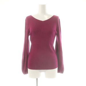ウールシルクリブフロンタブル プルオーバー ニット セーター 長袖 38 M マゼンタ色 /SY OS