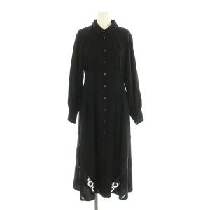 ビオラワンピース ミモレ ロング 長袖 レース 2 黒 ブラック /AT OS