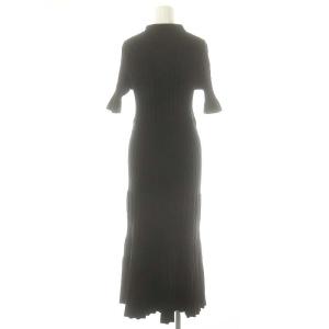 JILL STUART Endy ROBE アガットポロ襟ニットワンピース 五分袖 ロング 2 S 黒 ブラック /SY OS
