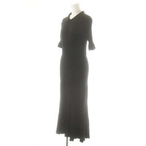 JILL STUART Endy ROBE アガットポロ襟ニットワンピース 五分袖 ロング 2 S 黒 ブラック /SY OS