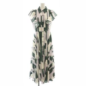 WカラーフリルSLVフレアOP ワンピース インナー付き M 紫 白 グレー /MI OS