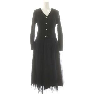 23SS ケーブルカーデドッキングワンピース ロング 長袖 2 ネイビー /HK OS