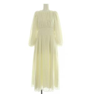 × 石井美保 × ROSY ドビーシフォンワンピース ロング ボリュームスリーブ ジャガード 36 ホワイト