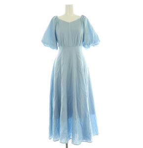 24SS バックリボンボリュームスリーブワンピース ロング 五分袖 0 ライトブルー /MY OS