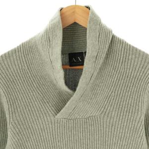 A/X ARMANI EXCHANGE ロゴリブニット セーター 長袖 S グレー ネイビー /DO OS